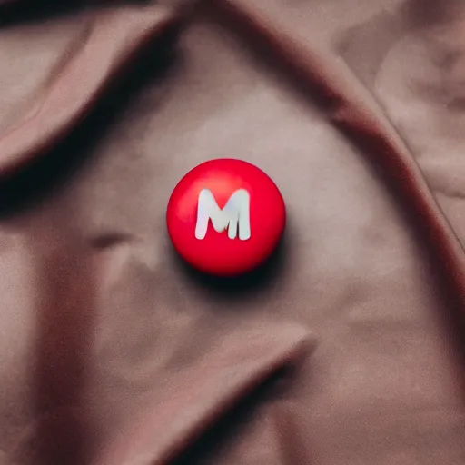 Image similar to a single red m & m candy, a red sphere