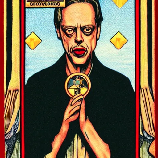 Prompt: steve buscemi an card 1 3 in the crowley thoth tarot