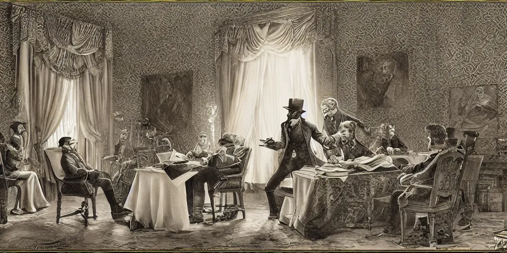 Image similar to five score years ago, a great american, in whose symbolic shadow we stand today, signed the emancipation proclamation. ultrafine colored illustration, intricate linework, sharp focus, octopath traveler, final fantasy, unreal engine highly rendered, global illumination, radiant light, intricate environment