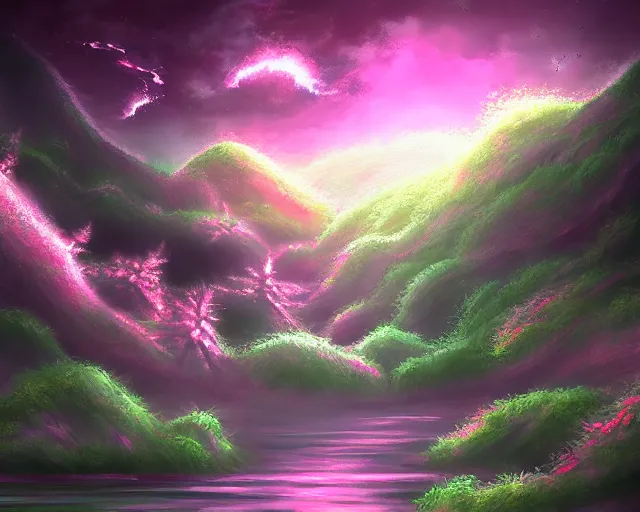 Image similar to a vapor realm. scenery art. pixiv scenery art.