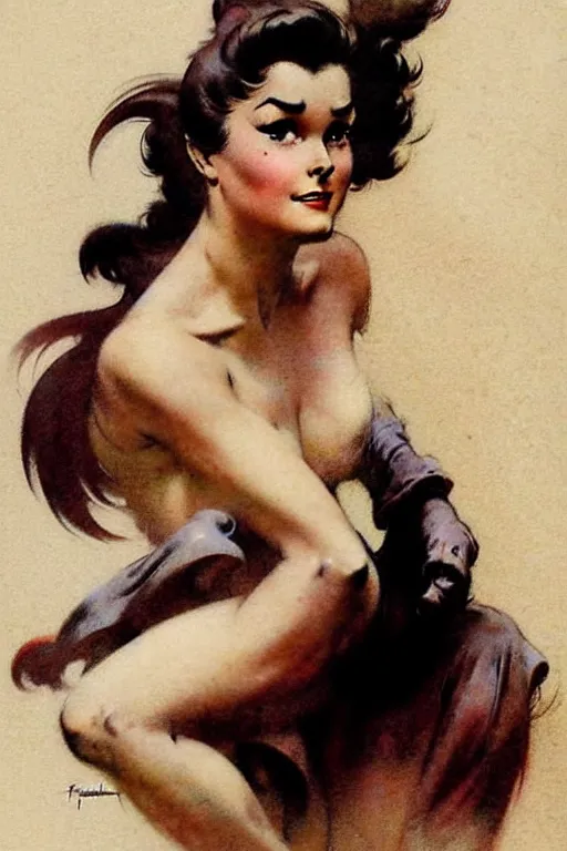 Prompt: (((((1950s frank frazetta cover art . muted colors.))))) by Jean-Baptiste Monge !!!!!!!!!!!!!!!!!!!!!!!!!!!