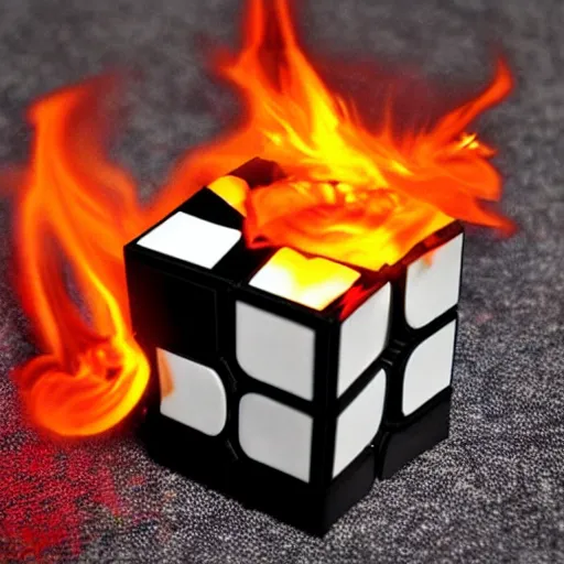 Image similar to a rubix cube made of fire