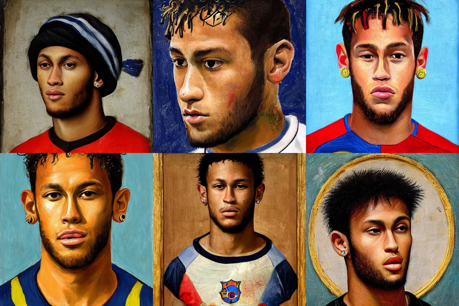 Image similar to A Renaissance portrait painting of Neymar