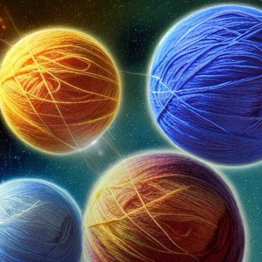 Prompt: colorful ball of yarn as a planet, nasa photo, intricate, 8 k highly professionally detailed, hdr, cgsociety