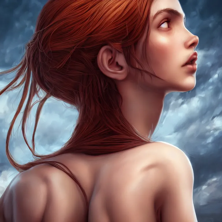 Image similar to a beautiful Cotton Mill Girl, symmetrical, perfect body and face. anatomically accurate, dramatic angle, ornate, details, smooth, sharp focus, illustration, realistic, cinematic, artstation, award winning, rgb , unreal engine, octane render, cinematic light, macro, depth of field, blur, red light and clouds from the back, highly detailed epic cinematic concept art CG render made in Maya, Blender and Photoshop, octane render, excellent composition, dynamic dramatic cinematic lighting, aesthetic, very inspirational, arthouse by Henri Cartier Bresson