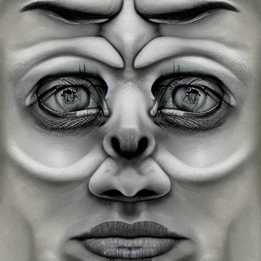 Image similar to this face is not real, surrealism