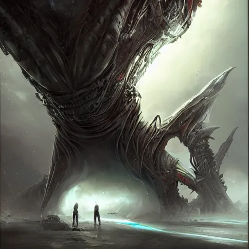 Image similar to epic alien structure by raymond swanland, highly detailed