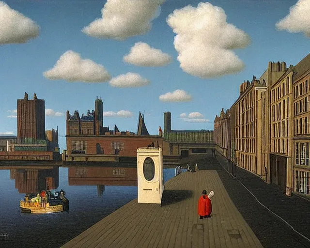 Prompt: newcastle upon tyne by rene magritte