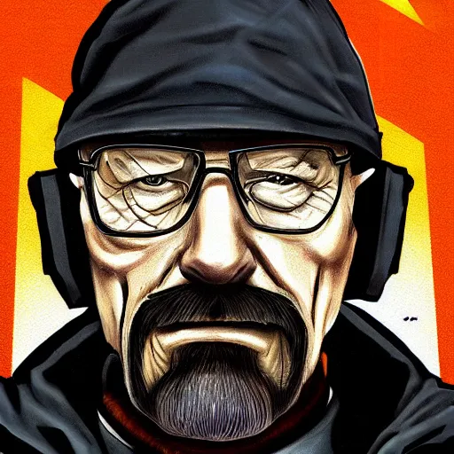 Image similar to walter white as gordon freeman wearing the hev suit, digital painting, game concept art