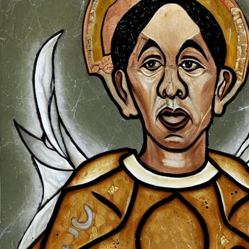 Prompt: Jokowi as saint,with ortodhox syrian painting styles,with realistic details and authentic historical art