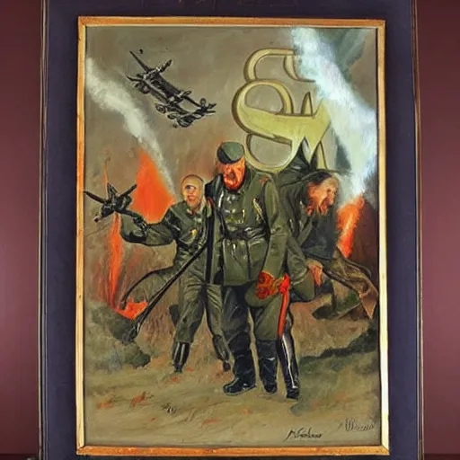 Image similar to Wagner Russian Military Force Exorcism Group, painting, art, horror