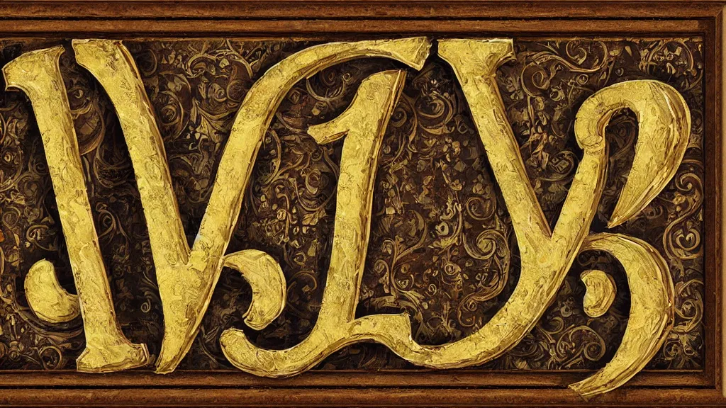 Prompt: oil painting of the letter M type M detailed typography baroque with frame photorealistic