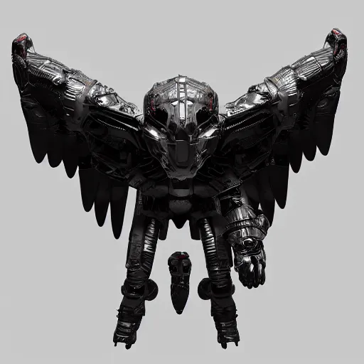 Prompt: vulture in cybernetic armor, 3 d render, highly detailed, 8 k, intricate, trending on artstation, high contrast, volumetric light, raycasting