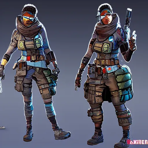 Image similar to apex legends game character wraith, detailed