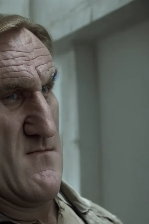 Prompt: [a still of Gerard Depardieu in the movie Stalker, Nostromo, 4k, HD, high quality]