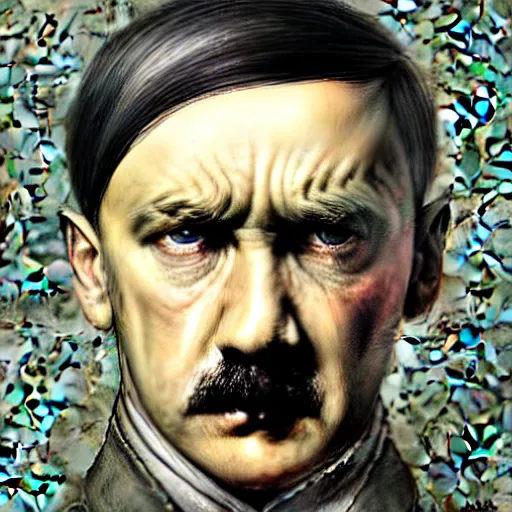 Prompt: adolf hitler satanic spawn of hatred and destruction, colourised, face portrait, epic, military art, fantasy, dieselpunk, hd shot, digital portrait, beautiful, artstation, comic style, by artgerm, guy denning, jakub rozalski, magali villeneuve and charlie bowater