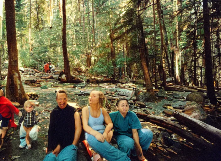 Prompt: photo of the family vacation in most liminal space in the world, fujifilm velvia 5 0, color photography, sigma 2 8 mm