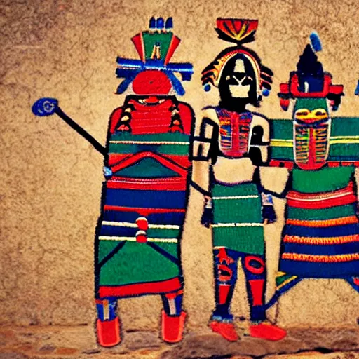 Prompt: an aztec, an inca and a maya walk into a bar