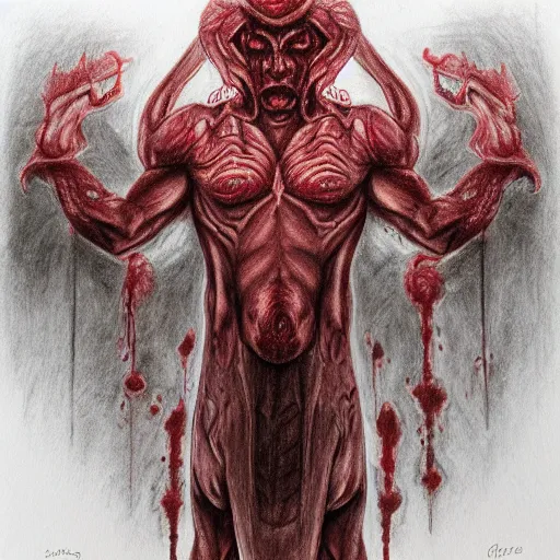 Image similar to BLOOD GOD, PENCIL painting