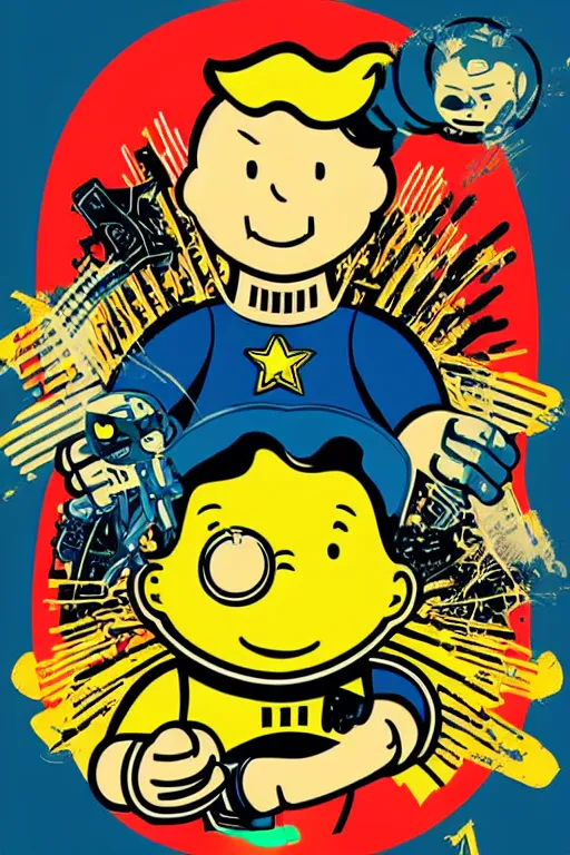 Image similar to fallout 7 6 retro futurist illustration art by butcher billy, sticker, colorful, illustration, highly detailed, simple, smooth and clean vector curves, no jagged lines, vector art, smooth andy warhol style