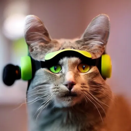 Image similar to a cat wearing a VR headset, logo