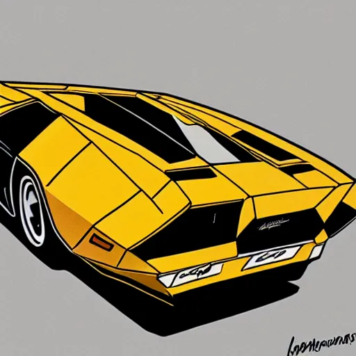 Image similar to Lamborghini Countach, cartoonish, cartoon,