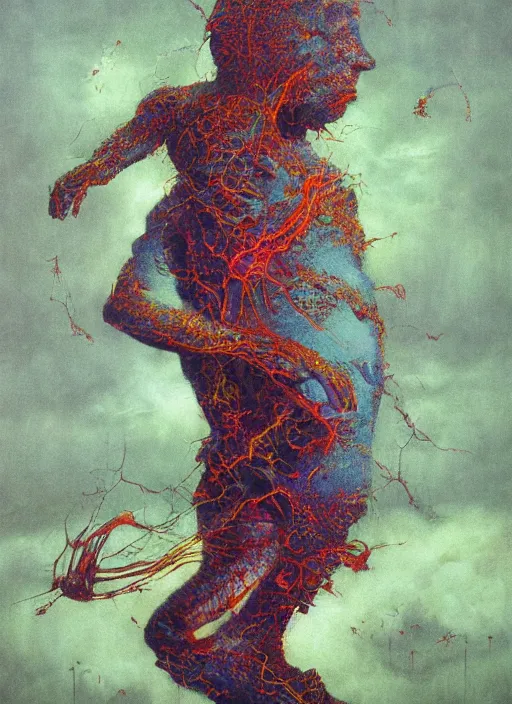 Image similar to alex jones by lisa frank and zdzislaw beksinski