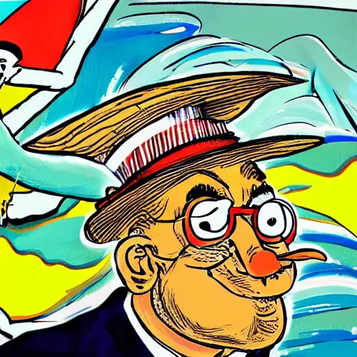 Image similar to The East Coast–West Coast hip hop rivalry illustrated by Dr Seuss, path traced, detailed faces