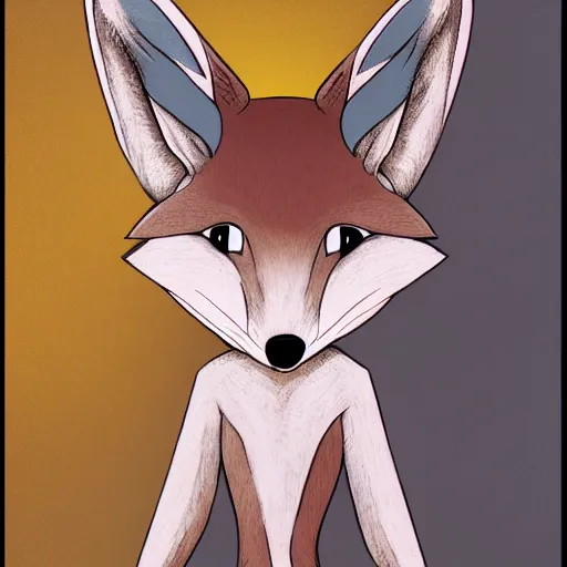 Prompt: a full - body centered front - perspective furry male fursona portrait, a male fennec fursona, mocha swirl color scheme, trending on weasyl, high - resolution, stylized