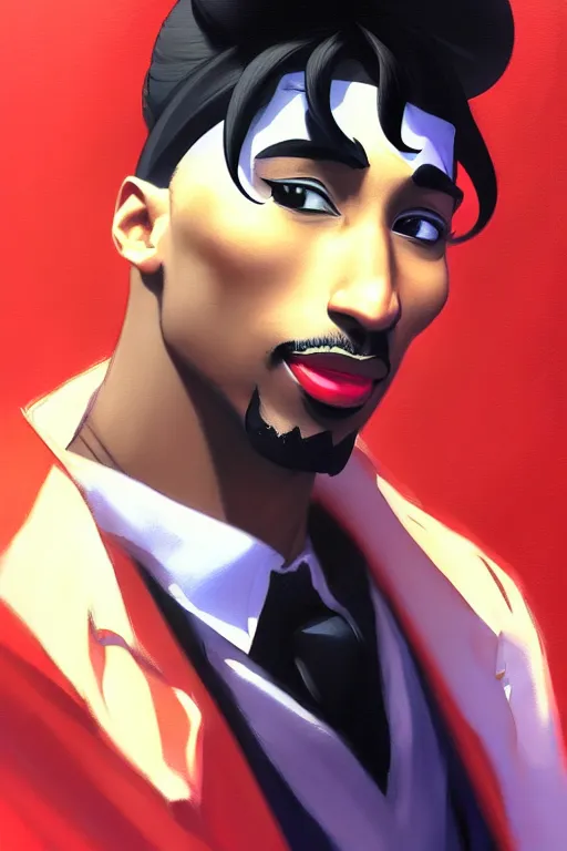 Prompt: tupac as tuxedo mask, animation pixar style, shaded lighting poster by magali villeneuve, artgerm, jeremy lipkin and michael garmash, rob rey and kentaro miura style, trending on art station