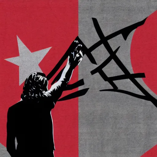 Image similar to roger waters sieg heil to chinese national flag