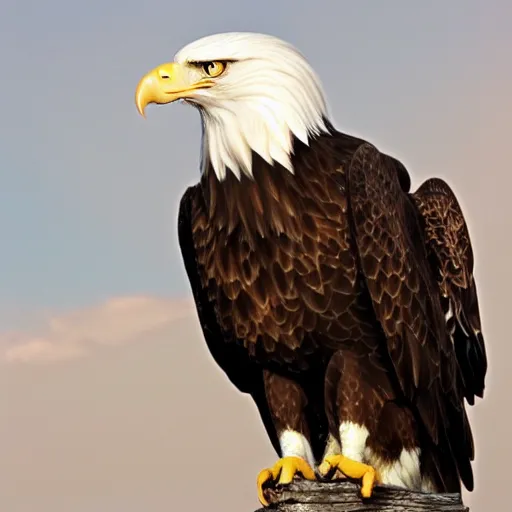 Image similar to eagle, bald, realistic, perched