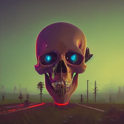 Image similar to A profile of a symmetrical skull Simon Stalenhag, Trending on Artstation, 8K