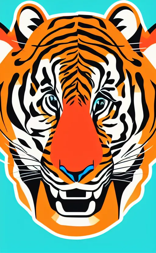 Prompt: A portrait of a corporate tiger, sticker, highly detailed, colorful, illustration, smooth and clean vector curves, no jagged lines, vector art, smooth