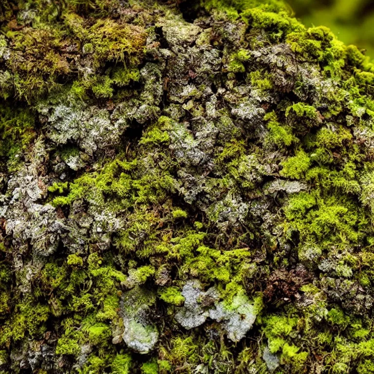 Image similar to a lichens and moss close-up various fungus, mushrooms and plants, inside the picture is infinity, Atmospheric phenomenon, artistic photography, muted colors, conceptual, long exposure outside the city, volumetric light