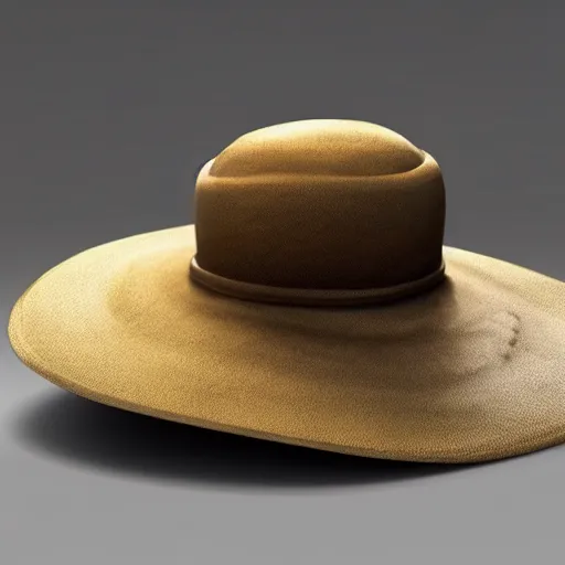 Image similar to a hat made out of parchment covered with calligraphy hyperrealistic photorealistic render 3 d detailed!!!