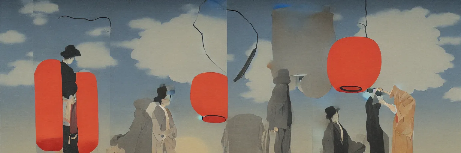 Prompt: japanese lantern painting magritte