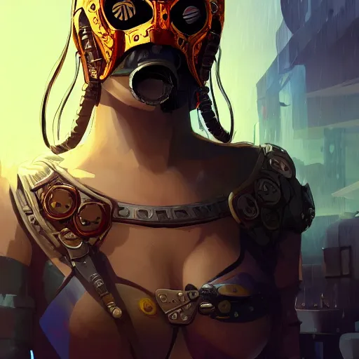 Image similar to cyberpunk viking helmet mask warrior goddess robot ninja fantasy, art gta 5 cover, official fanart behance hd artstation by jesper ejsing, by rhads, makoto shinkai and lois van baarle, ilya kuvshinov, ossdraws