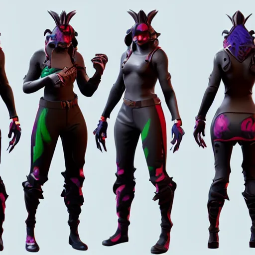 Prompt: fortnite skin models angels and demons style concept art skin, accurate facemodel, 3d models