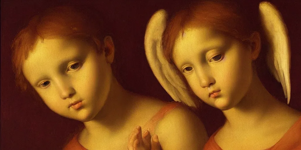 Prompt: beautifully lit realistic representation of a stunning angel. oil on copper by raphael.