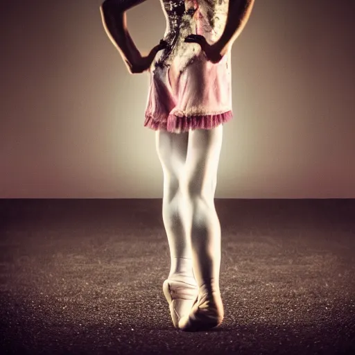 Prompt: a beatiful zombie girl doing ballet, glowing, shallow depth of field, 5 0 mm, full body!! symmetry
