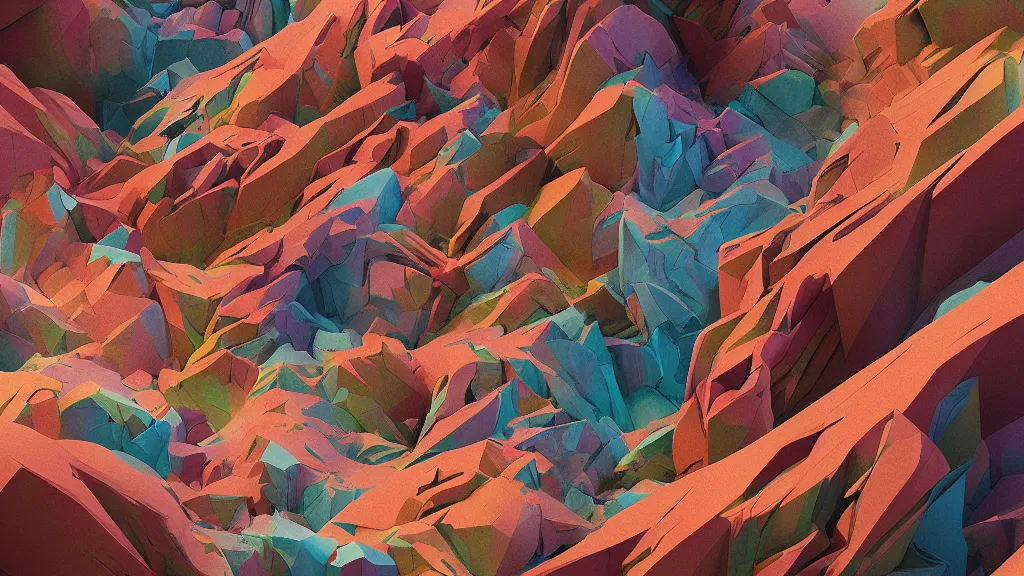 Image similar to vivid color, sedimentary schematic, architectural drawing with from layers of strata by James jean, geology, octane render in the style of Luis García Mozos