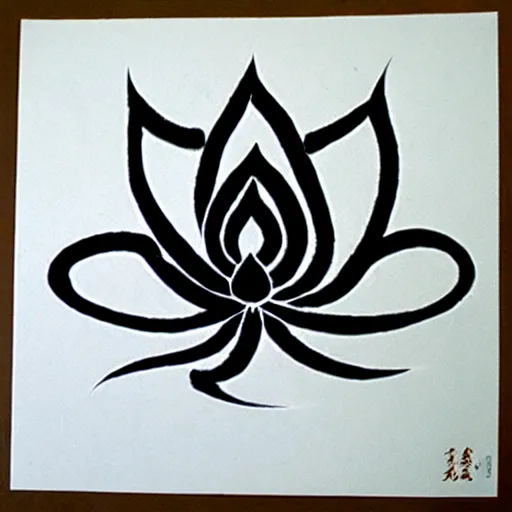 Prompt: zen calligraphic lotus, ink