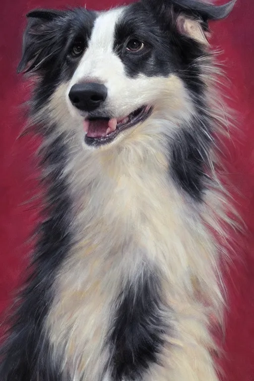 Image similar to a portrait of a cute male anthro border collie fursona wearing a suit. by henry asencio, jon foster, and ross tran. detailed, furry, glamor pose, aesthetic, beautiful, trending on artstation