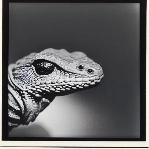 Image similar to lizard wearing hoodie, with polaroid camers, 8 0 s, polaroid photo, by warhol,