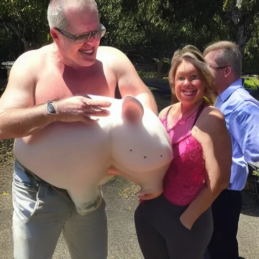 Image similar to scott morrison with the body of a pig