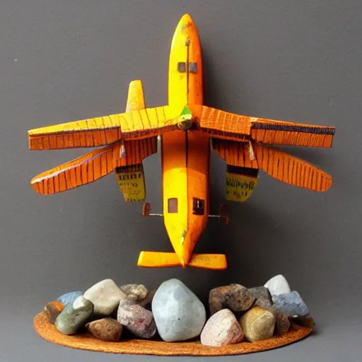 Image similar to A sculpture a airplane_small made pure recycle materials t precious stones