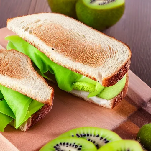 Image similar to a photo of a sandwich of kiwi, professional, studio, 4 k