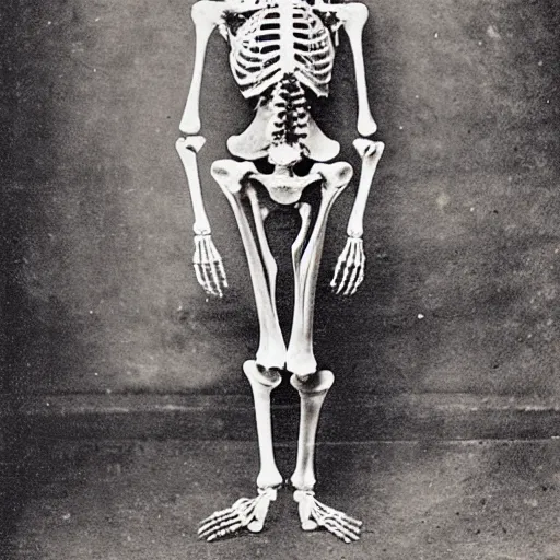 Image similar to Victorian Photograph of a skeleton outside