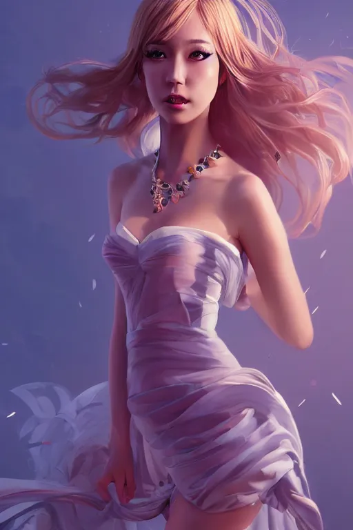 Image similar to a beautiful fashion goddness of love, chic strapless dress, tropical sea background, character design, in the style of artgerm, and wlop, cinematic lighting, hyperdetailed, 8 k realistic, symmetrical, global illumination, radiant light, frostbite 3 engine, cryengine, dof, trending on artstation, digital art